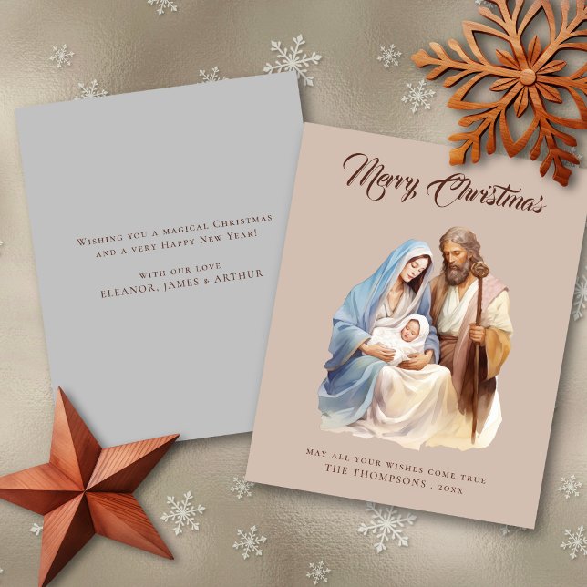 Tarjeta navideña de navidad con elegancia de presu (Front and Back Views)