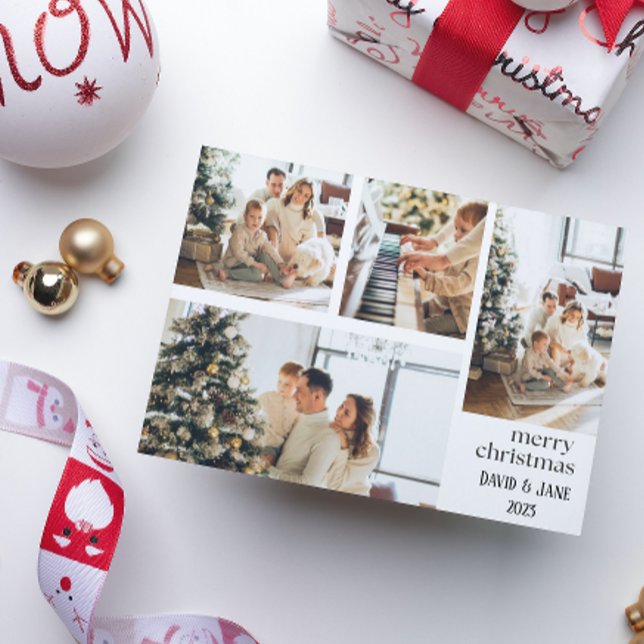 Tarjeta navideña de navidad con Feliz collage de f (Subido por el creador)