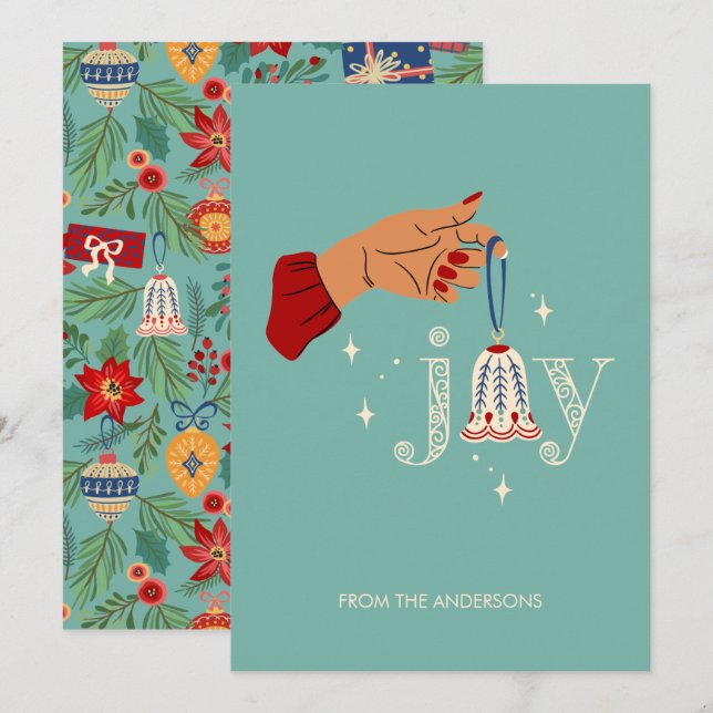 Tarjeta navideña de navidad para la alegría de los (Anverso / Reverso)