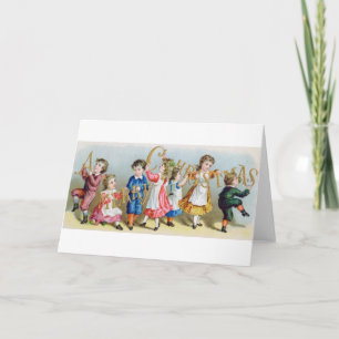 Tarjeta navideña de navidad para niños victorianos