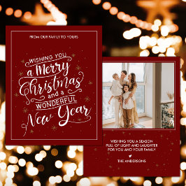 Tarjeta navideña de navidad roja blanca