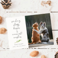 Tarjeta navideña de Navidades con foto de perro ba