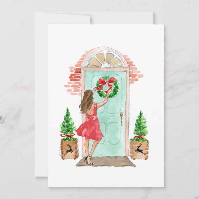 Tarjeta navideña de navidades "corona de Navidades (Anverso)