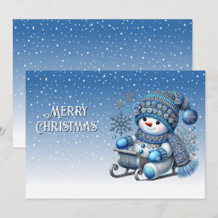 Tarjeta navideña de Navidades corredores de nieve