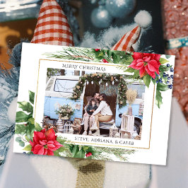 Tarjeta navideña de Navidades de fotos florales de