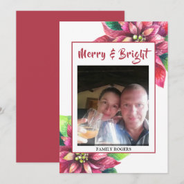 Tarjeta navideña de Navidades de Poinsettia Roja