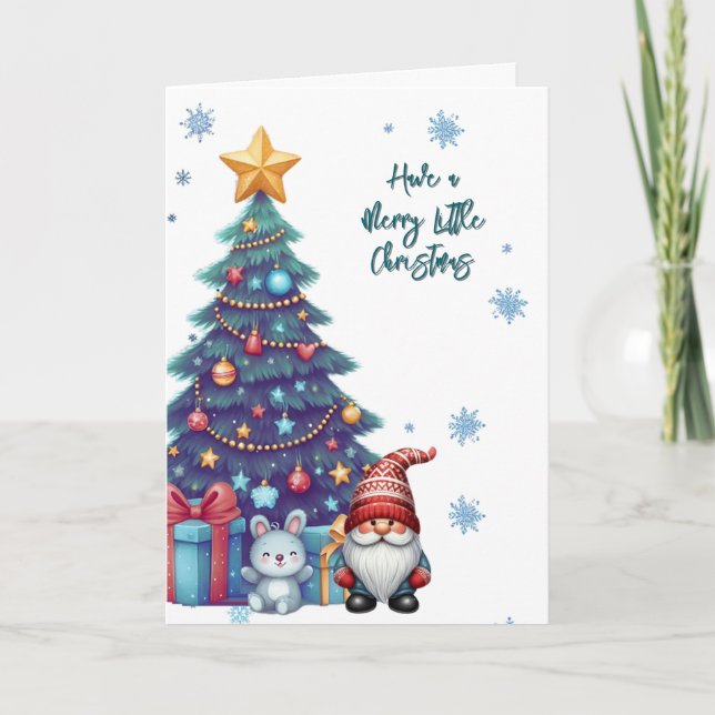 Tarjeta navideña de Navidades Gnome (Anverso)