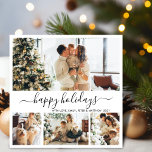 Tarjeta navideña de Navidades navideños con escrit<br><div class="desc">Elegante caligrafía Feliz Festividad Guión Minimalista Negro y Blanco 4 Collage de fotos Feliz Navidad Script Tarjeta de vacaciones de Navidad. Esta plantilla festiva de cuatro (4) fotos para tarjetas navideñas, mimánica, festiva y festiva, presenta un collage de fotos de bonito y dice "Felices Fiestas", que el texto de saludo...</div>