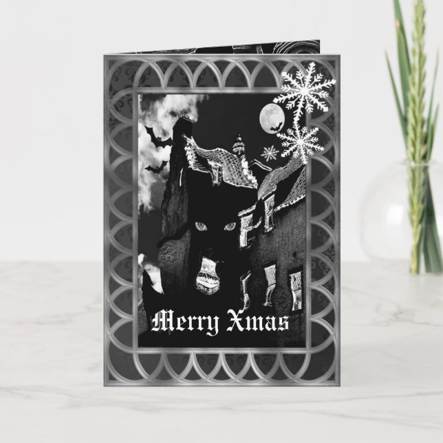 Tarjeta navideña de Navidades negros góticos y esp (Anverso)