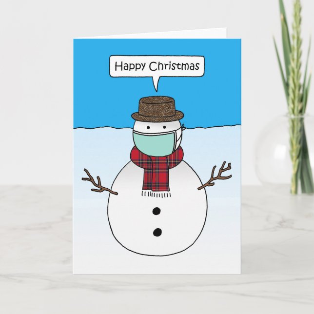 Tarjeta navideña de Navidades Snowman Personalizad (Anverso)