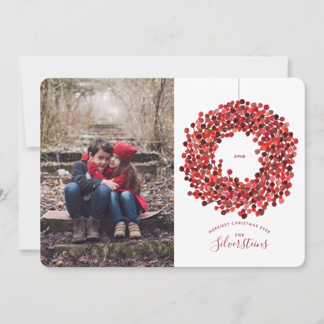 Tarjeta navideña de Navidades Wreath Berries de co (Anverso)