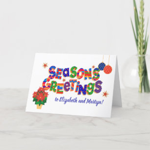 Tarjeta navideña de nombre personalizado de saludo