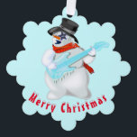Tarjeta navideña de ornamentos Snowmans con guitar<br><div class="desc">Tarjetas de Ornamentos de Navidad con Snowmans con Guitar Fiesta de Navidad Dibujo divertido - Elegir / Añadir su texto único / nombre / color - Hacer su regalo especial - Redimensionar y mover o eliminar y agregar elementos / texto con herramienta de personalización ! Dibujo y diseño por MIGNED....</div>