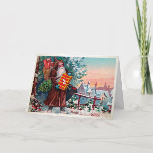 Tarjeta navideña de Papá Noel enojado del viejo mu