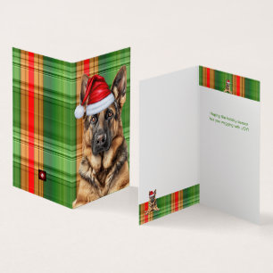 Tarjeta navideña de plástico rojo para perro pasto