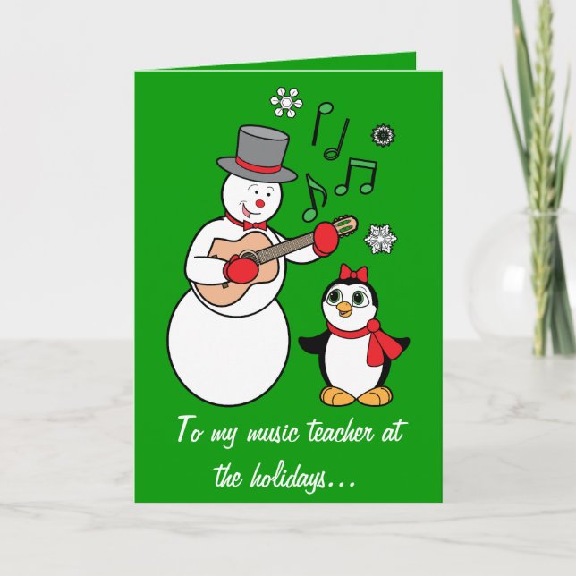 Tarjeta navideña de profesor de música de estudian (Anverso)