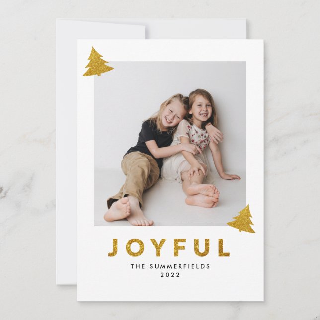 Tarjeta navideña de purpurina joyful Photo Navidad (Anverso)