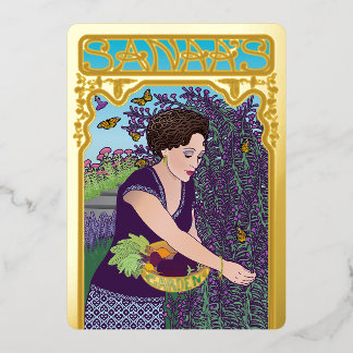 Tarjeta navideña de Relieve metalizado en el jardí