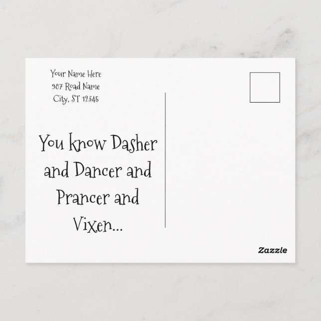 Tarjeta navideña de salchicha para renos de mercad (Reverso)