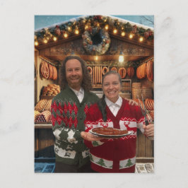 Tarjeta navideña de salchicha para renos de mercad