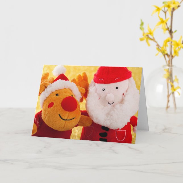TARJETA NAVIDEÑA DE SANTA PERSONALIZABLE RUDOLPH (flor amarilla)