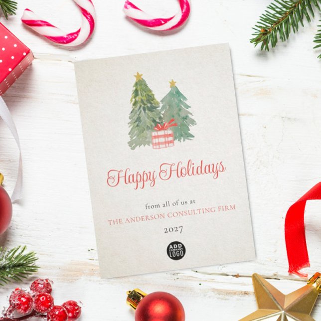 Tarjeta navideña de vacaciones con logotipo comerc (Subido por el creador)