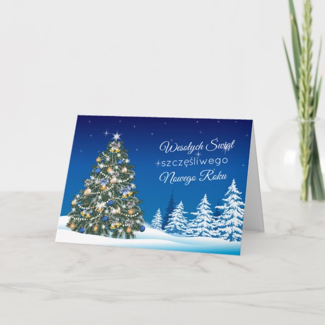 Tarjeta navideña de vacaciones en Baubles de Polon (Anverso)