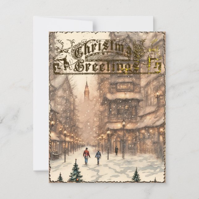 Tarjeta navideña de vacaciones vintage (Anverso)