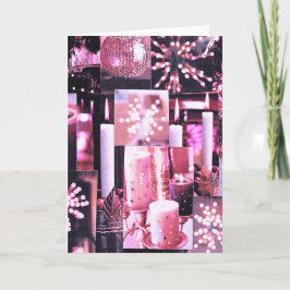 Tarjeta Navideña de Velas y Destellos de Navidad D