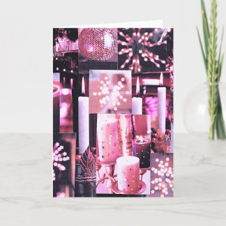 Tarjeta Navideña de Velas y Destellos de Navidad D