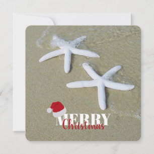 Tarjeta navideña de verano Starfish Beach para nav
