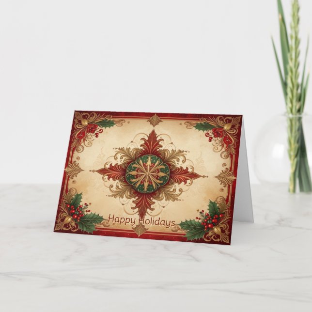 Tarjeta Navideña Decorativa Roja (Anverso)