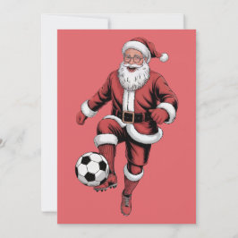 Tarjeta navideña del jugador de fútbol rojo Navida