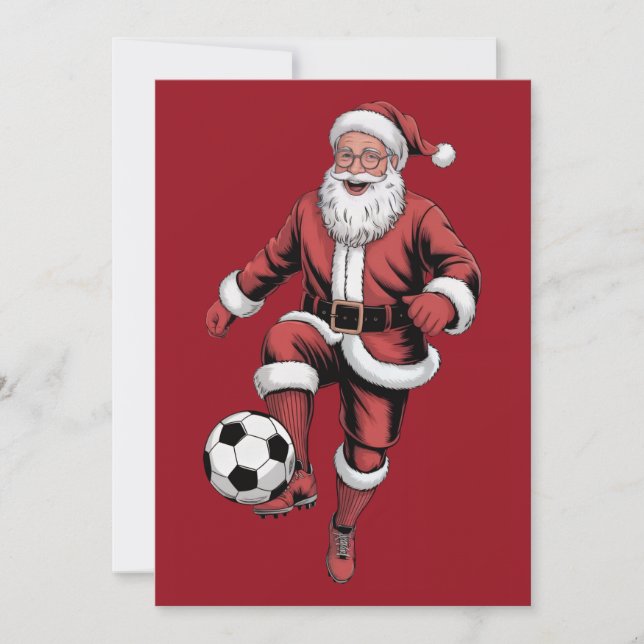 Tarjeta navideña del jugador de fútbol rojo Navida (Anverso)