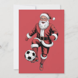 Tarjeta navideña del jugador de fútbol rojo Navida
