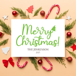 Tarjeta Navideña Doblada con Feliz Navidad en Letr