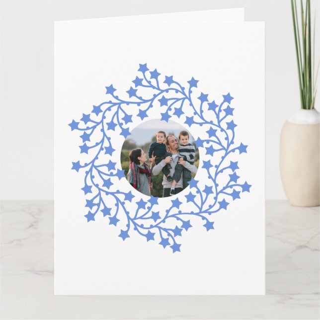 Tarjeta navideña escandinava de Star Wreath (Anverso)