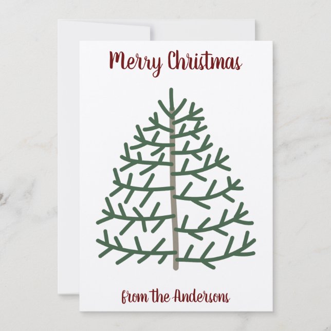 Tarjeta navideña familiar de árbol de Navidad con  (Anverso)