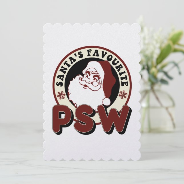 Tarjeta navideña favorita PSW de Santa (Anverso de pie)