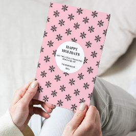 Tarjeta navideña feliz con copo de nieve negro y r