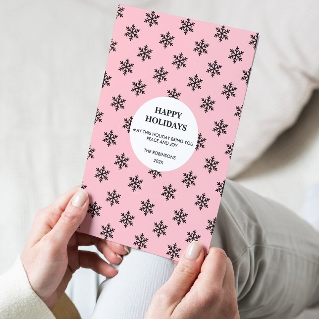 Tarjeta navideña feliz con copo de nieve negro y r (Subido por el creador)