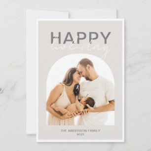 Tarjeta navideña feliz con crema de arca moderna