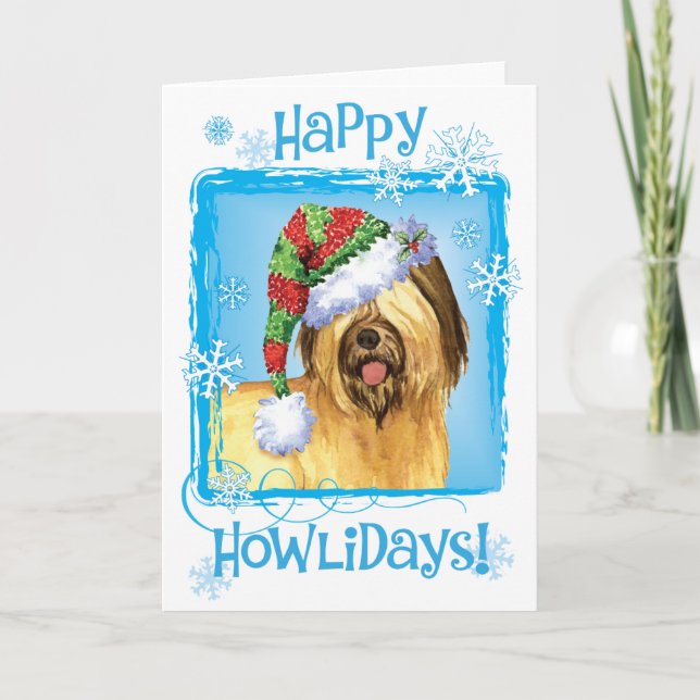 Tarjeta navideña feliz de Howlidays Briard (Anverso)