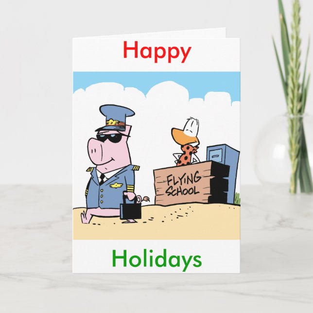 Tarjeta navideña feliz de humor de aviación (Anverso)
