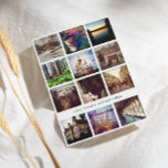 Tarjeta navideña feliz de Instagram collage de fot<br><div class="desc">Muestra tus doce fotos favoritas de Instagram de tu año de aventuras con esta tarjeta blanca,  plana y de vacaciones. Personaliza el reverso con tu propio mensaje de alegría y envía una bella actualización a tu familia y amigos.</div>
