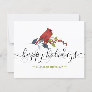 Tarjeta navideña feliz del cardenal rojo del presu