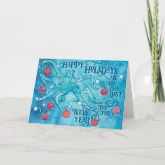 Tarjeta navideña feliz Octopus