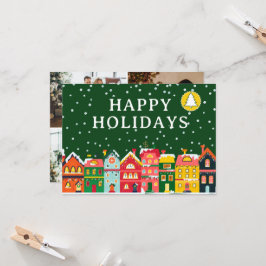 Tarjeta Navideña Feliz Personalizada con 5 Fotos y