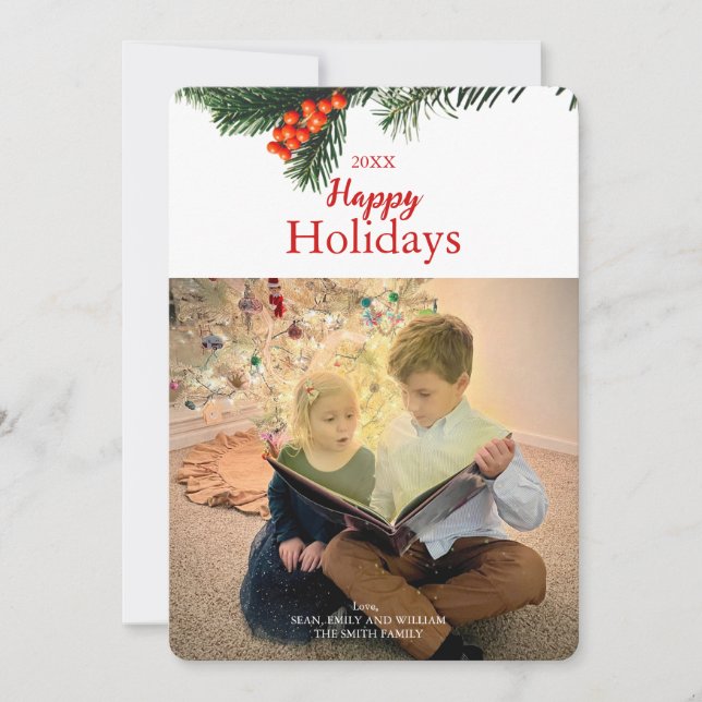 Tarjeta navideña feliz tradicional (Anverso)