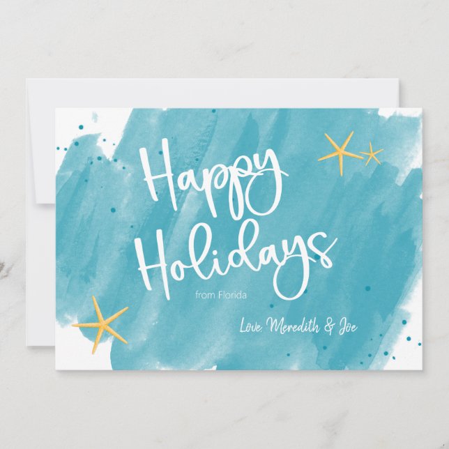 Tarjeta navideña feliz tropical minimalista (Anverso)